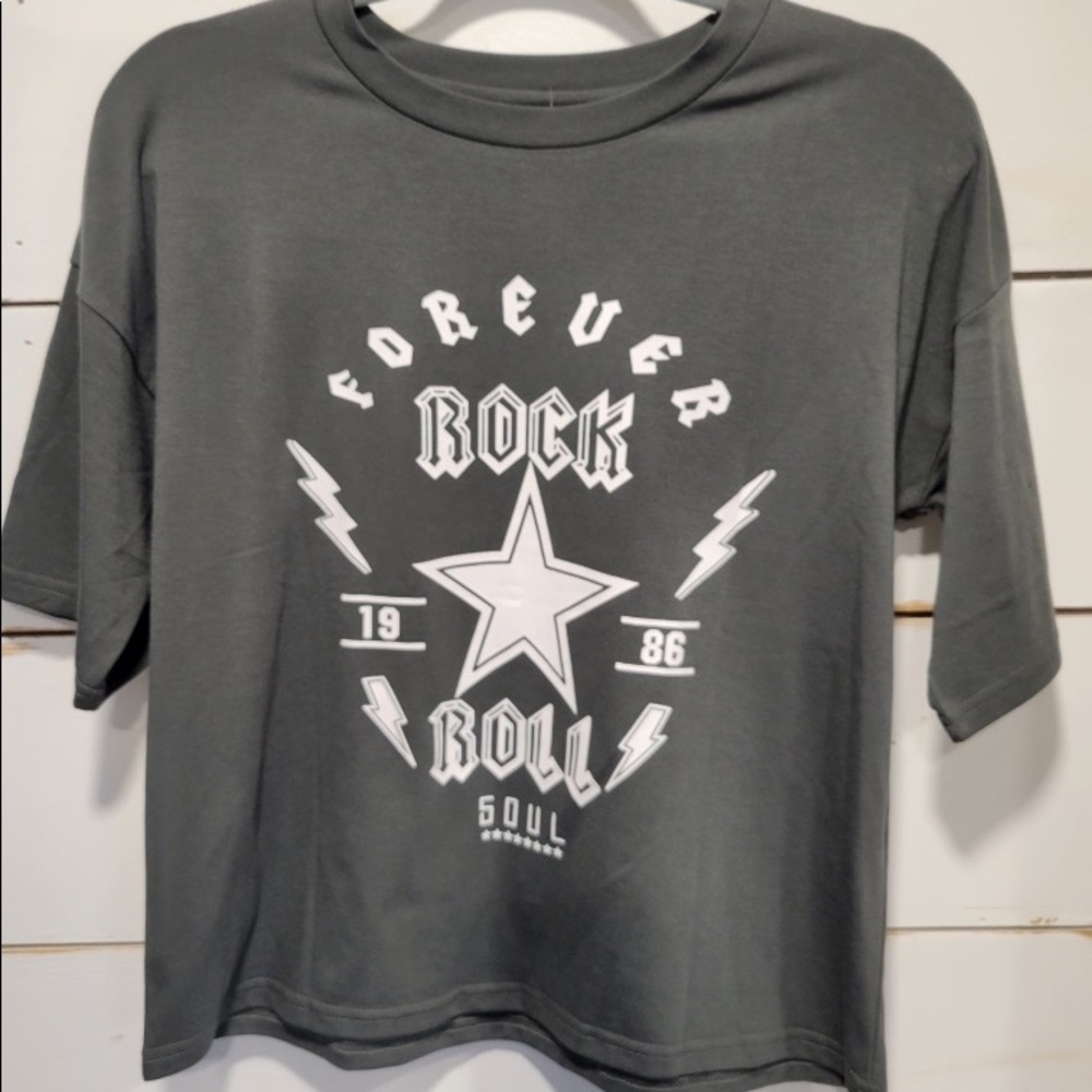 Grey rock & roll shirt